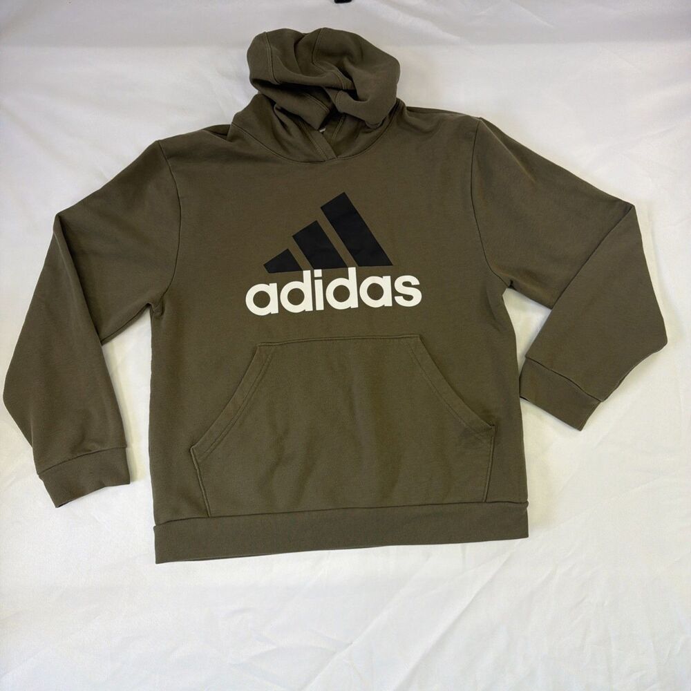 Adidas Hoodie Youth X-Large Green Sweatshirt Pockets 18/20 Pullover Logo